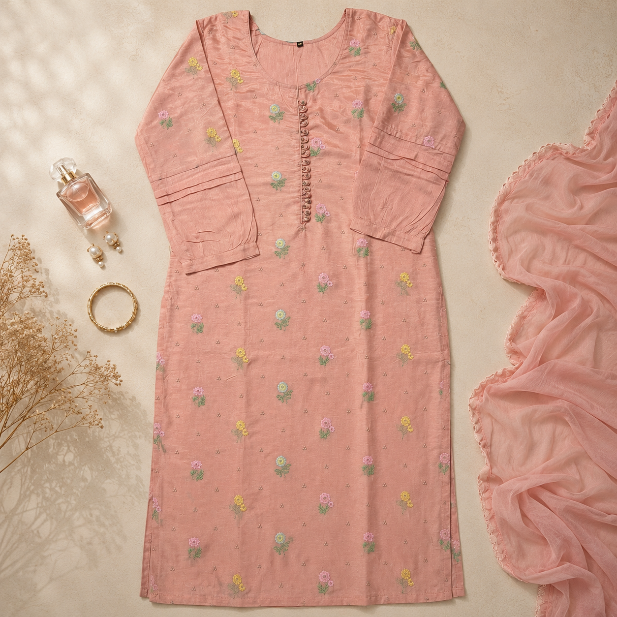dastoor.in__-Mal Chanderi Pestal Peach Embroidered Suit